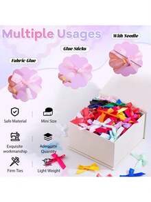 100pcs Colorful Mini Bow Crafts, Small Ribbon Bows For Handmade Decoration, Small Fabric Bows For Clothing Decoration, Cute Accessories For DIY Crafts, Gifts, Parties, Cakes - Nhiều màu - Xem 2