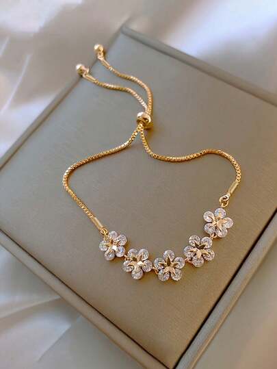 1 pieza Brazalete de flor de pentágono de moda, brazalete con forma de flor y brazalete ajustable de flor de pentágono para niñas, gran regalo para amigos