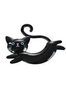 1pc Adorable Cat Cartoon Towel Holder - Easy Install, No-Drill Wall-Mounted Rack With Non-Marking Adhesive, Perfect For Bathroom & Kitchen, Black & White Options, Towel Holder For Bathroom - White - View 7