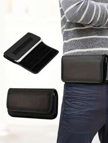 5.5-6.9 Inch Universal Nylon Phone Holster Waist Bag With Card Slots, Suitable For Outdoor Activities - Black - View 2