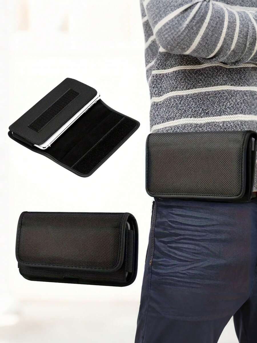 5.5-6.9 Inch Universal Nylon Phone Holster Waist Bag With Card Slots, Suitable For Outdoor Activities