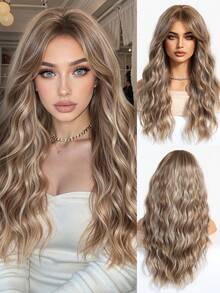 1 Piece Synthetic Heat-Resistant Hairpiece In Curly Gradient Pink Wig, 28 Inches Long, Made From Fiber, Suitable For Daily Use, Natural And Realistic Hairpiece. - Piano Color - View 6