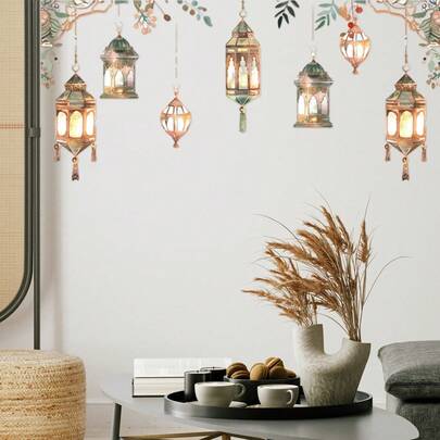 Lámpara colgante musulmana Eid Mubarak, pegatina de pared extraíble para decoración de sala de estar, cocina, dormitorio