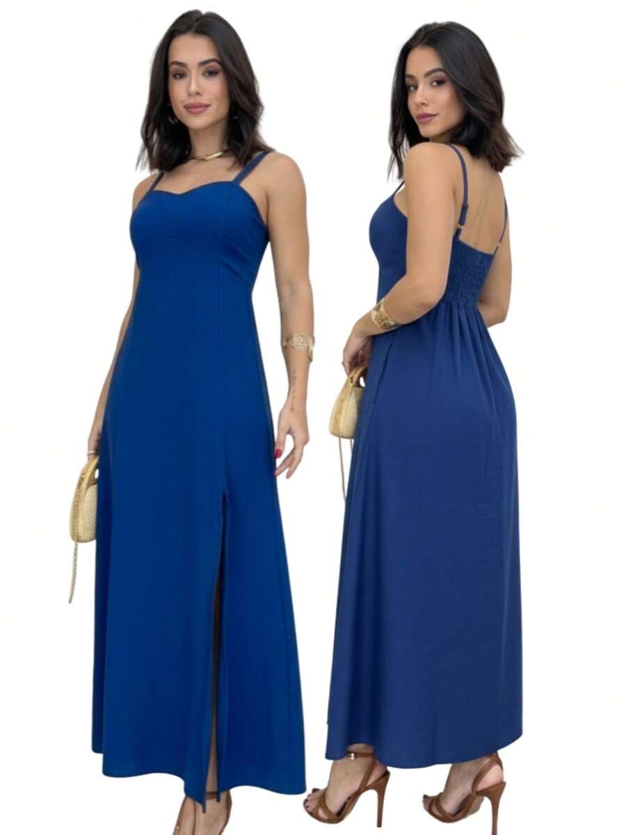 Women's Long Dress For Summer Weddings - 寶藍色 - 查看 1