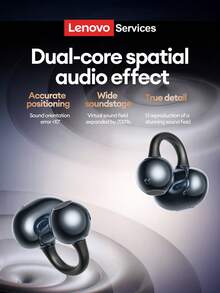 Lenovo LES-103 Bluetooth Earphones, Ear-Clip Style, Bluetooth 6.0, ENC Call Noise Cancellation, Super Long Battery Life, LED Display, Surround Sound, Directional Audio, Wireless Earphones Compatible With Smartphones & Computers - màu đen - Xem 6