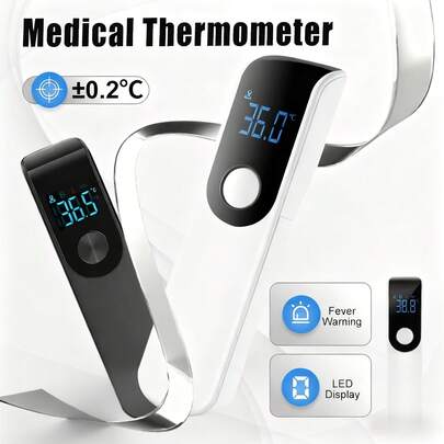 Termómetro infrarrojo sin contacto, medidor de temperatura digital para uso doméstico, alimentado por pilas - (pilas no incluidas)