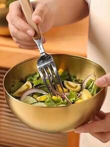 [US-Based Shipping]3pcs Stainless Steel Salad Bowl Set - Large Size With Metal Mixing Bowl,Soup Bowl,Household Stainless Steel Cold Noodle Bowl. Insulated Design, Shatterproof And Rust-Resistant - Perfect For Soup, Noodles And Lunch - Essential Kitchen Tool, Suitable For Mixing, Cooking, Baking, Prepping And Home Kitchen. The Rim Of The Basin Is Smooth And The Workmanship Is Outstanding, Easy To Clean, Not Easy To Sticky. Stacking Storage Without Taking Up Space, And The Proper Height Makes The Food Not Easy To Drop Out. - 彩色 - 查看 2