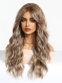 1 Piece Synthetic Heat-Resistant Hairpiece In Curly Gradient Pink Wig, 28 Inches Long, Made From Fiber, Suitable For Daily Use, Natural And Realistic Hairpiece. - Piano Color - View 4