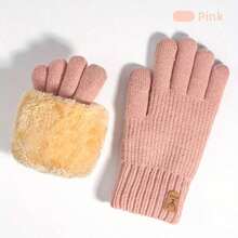 1 Pair Of Knitted Gloves - Elastic Solid Color Simple Style, Warm And Cold-Proof, Outdoor Cycling Touchscreen Gloves, Suitable Daily Use, Mother's Day, New Year, Unisex - Màu Khaki - Xem 6