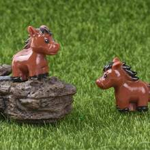 5/10/20个迷你马摆件，树脂材质，适用于仙女花园、苔藓景观装饰，DIY工艺品，家居装饰 - 彩色 - 查看 8