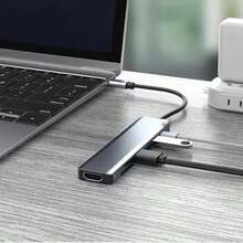 Coolcirc 7合1 C型USB集线器，兼容高清电视，USB 3.0/2.0适配器，SD/TF读卡器，4K 30Hz USB分配器，适用于电脑、平板电脑 - 銀灰色 - 查看 6