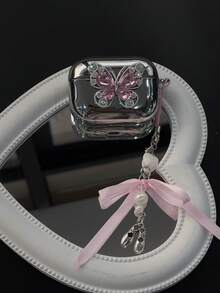 Elegant & Luxurious Butterfly Electroplated Earphone Protective Case In Pink/Colorful, With Ballet Shoe Decor Hanging Chain, Anti-Drop & Anti-Slip, Compatible With Apple Earphones 1/2/3/4/Pro/Pro2/Pro 3 - Holiday & Birthday Gift - Plating - View 5