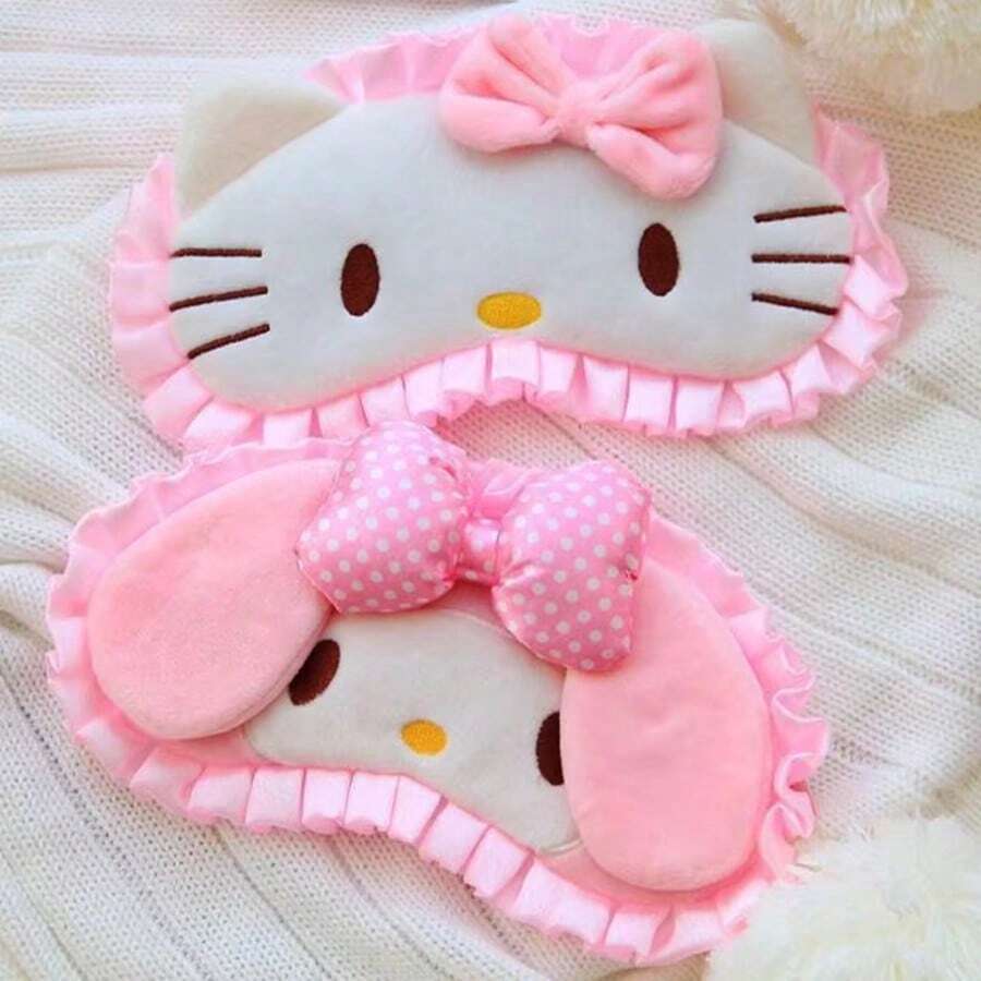 Sanrio 1pc Cute Pink Hello Kitty Eye Mask, Charming Japanese Style Winter Blackout Eye Mask, Birthday Gift, Melody Sleep Mask - Multicolor - View 1