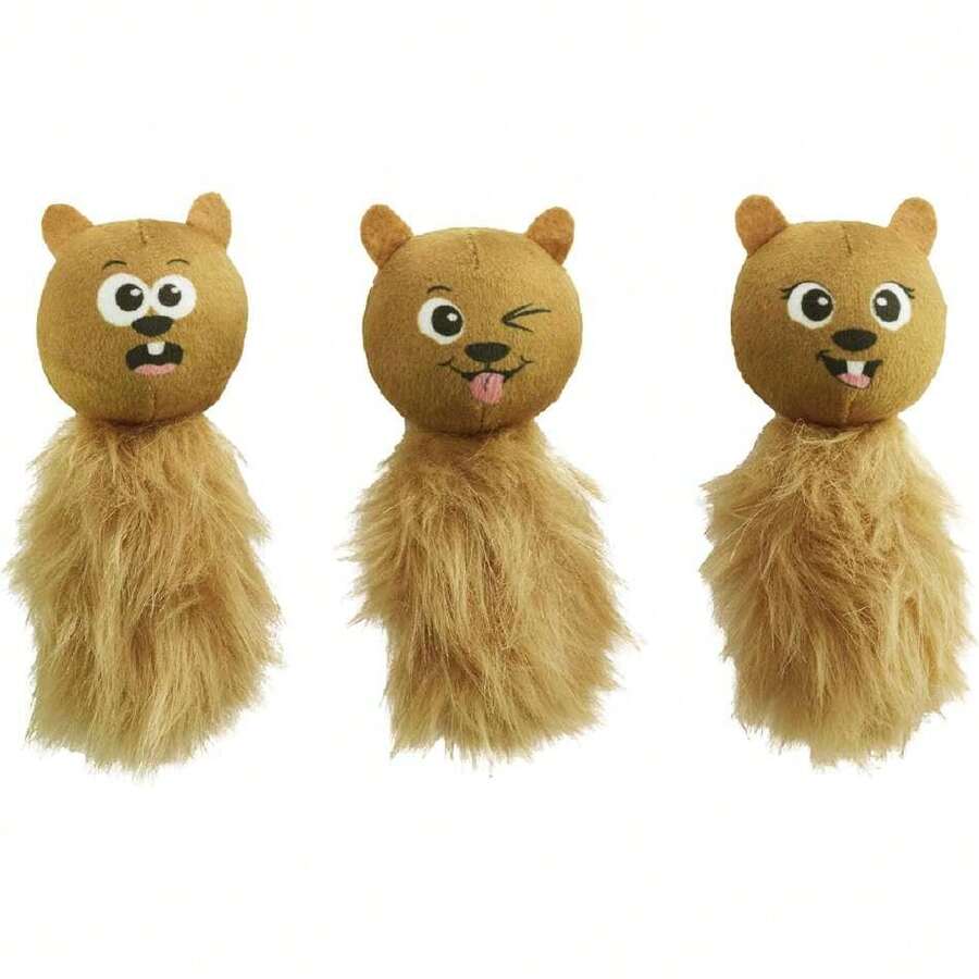 Nina Ottosson Plush Replacement Chipmunk Toys For Snuffle N' Treat Dog Ball Puzzle - 3 Pack,30796195 - màu nâu - Xem 1