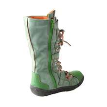 1 Pair TMA EYES Women's Green Retro Leather Boots - Lace Up And Side Zipper Design, Non Slip, Autumn And Winter Retro Style,Boots For Women - 綠色 - 查看 6