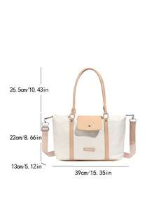 Túi Tote cỡ lớn tối giản dành cho nữ, Túi xách tay dung tích lớn nhẹ cao cấp mới, Túi đeo vai - Màu Khaki - Xem 2