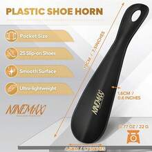 NINEMAX Calzador de Plástico 19cm, Calzadores de Zapatos para Mayores Hombres y Mujeres, Calzador de Viaje para Personas con Movilidad Reducida - Negro/1 pieza - Ver 3