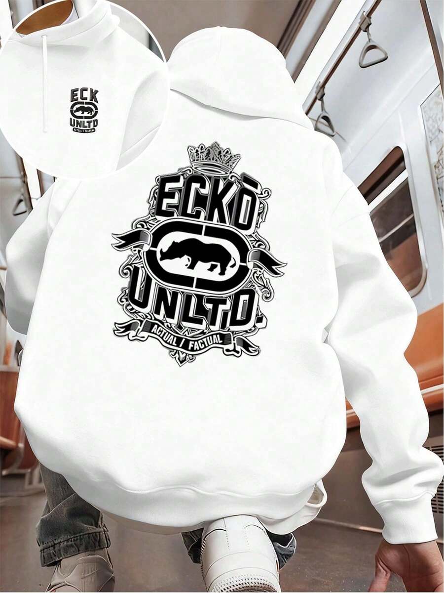 Ecko Unltd Mens Streetwear Hoodie Spring, Premium Fabric, Unique Graphic Print, Casual, Breathable, Double-Sided Printed - 白色 - 查看 1