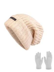 1 pieza o 2 piezas Gorro unisex con aplicaciones para otoño/invierno, gorro de punto grueso y cálido, versátil para uso diario, patinaje sobre hielo, esquí, etc. - Multicolor - Ver 8
