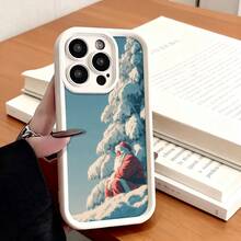 Funda de Teléfono Impresión de Santa Claus en Nubes para  15 Pro Max  14 Pro  13 Pro  Galaxy S23 S22 S21 Funda de Protección para Teléfono Regalo de Pareja para Novio Novia Regalo de Vacaciones - Blanco - Ver 2