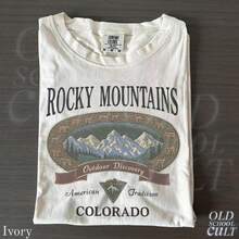 Vintage Rocky Mountains Colorado T-Shirt, Outdoor Discovery Graphic Tee, 90s Mountain Hiking Shirt,  Ivory Nature Top - trắng - Xem 1