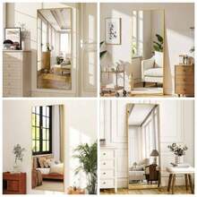 Rectangle Full Length Mirror Aluminum Alloy Frame Gold Color Home Decor Bathroom Living Room Mirror 21.1x 56.1 Inch Strong Lightweight Design - 21.1吋 x 56.1吋 + 金色 - 查看 2
