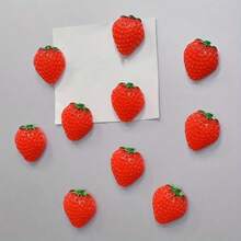 5/10pcs Of Fridge Magnets, Cute Cartoon Strawberry Magnets For Creative Message Boards, Whiteboard Sticky Notes - Red - View 4
