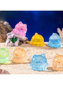 6/12/24pcs Luminous Mini Resin Jellyfish, Cute Sea Animals Miniature Jellyfish Figures Tiny Small Resin Jellyfish Figures Glow In The Dark Mini Resin Animals For Home Party Miniature Landscape Decoration(Random Color) - Multicolor - View 11