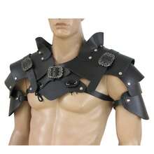 European Medieval Steampunk Viking Elf Armor Chest Armor Shoulder Guard Cosplay Dress Up Costume Set - 黑色 - 查看 6