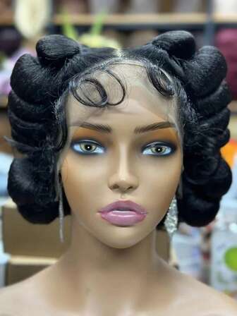 A ANYTIME HZ 合成编织假发 高清全蕾丝假发 无结盒式辫子假发 手工非洲编织假发