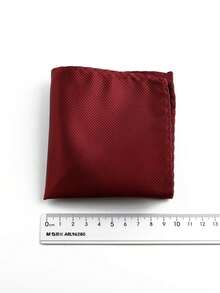 ZLQ&GOU 2pcs Solid Maroon Plaid Men's Wedding Tie Set, Includes Tie And Handkerchief, Versatile For Business And Casual Wear