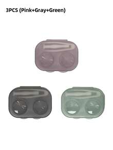 5/4/3/2/1件复古时尚糖果色迷你隐形眼镜盒套装，带镜子，小巧便携，可浸泡式收纳，适用于各种隐形眼镜。