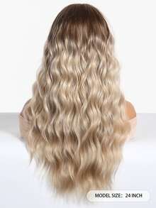 1 pieza de peluca sintética resistente al calor con degradado de color rosa rizado, de 28 pulgadas de largo, hecha de fibra, apta para uso diario, pieza de cabello natural y realista. - Degradado - Ver 5