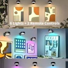 6/3/1 Stück RGB LED kabelloser Metall Wandkunst Leuchte, magnetische Wandleuchte, LED Kunst Displayleuchte, batteriebetriebene kabellose LED Zeichenleuchte, Nachtlicht, geeignet für Wanddekoration, Heimdekoration, Nachttisch, Schlafzimmer, Arbeitszimmer, Treppenhaus, Flur, Inneneinrichtung, Fotorahmen Kunstporträt, Weihnachtsdekoration, 150mAh Fernbedienung