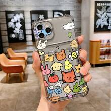 Cute Fashion Pattern Transparent Four-Corner Anti-Drop Card Clip Mobile Phone Case Suitable for Iphone15Promax/15Plus/15Pro/15, 14Promax/14Plus/14Pro/14, Iphone13Promax/13Pro/13/13Mini, Iphone12Promax/12Pro/12/12Mini, Iphone11Promax/11Pro/11 - 混合色1 - チェックする 10