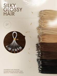 Invisible Nano Bead Hair Extensions, Micro Ring Hair Extensions, Straight Micro Ring Real Human Hair Extensions, Invisible Bead Thickened Micro Ring Hair Extensions, Halloween Costume, Holiday Essential, Bridal Holiday Gift - S4 - View 3