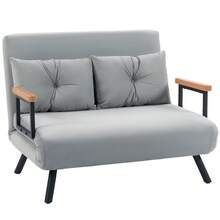 HOMCOM Sofá Cama de 2 Plazas 4 en 1, Sofá Cama Plegable Tapizado en Terciopelo con Respaldo Ajustable de 5 Niveles y Almohadas Acolchadas, para Oficina, Dormitorio, Salón, 102x73x81 cm, Gris Claro - Gris Claro - Ver 10