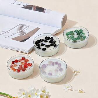 1pc Crystal Decorated Multi-Scented Candle, Jasmine/Lime/Orange Blossom/Lavender/Cherry Blossom/Rose 6 Fragrances, Suitable For Office Relaxation, Home Atmosphere Creation, Party Decoration, Etc.