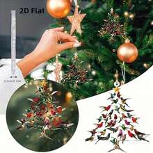 2D Flat Acrylic Hummingbird Christmas Ornament - Colorful Bird Holiday Tree Decoration, Classic Hanging Decoration Suitable For Holiday And Winter Home Decoration, No Power Required, 2D Flat, 2D Flat, Holiday Tree Decoration, Holiday Home Decoration, Flat Bird Decoration, Hanging Holiday Decoration, Colorful Bird Design, Holiday Bird Pattern, Handmade Appearance, Christmas Decoration Collector, Winter Home Stylist Christmas Decorations Home Christmas Gifts Christmas Decor
