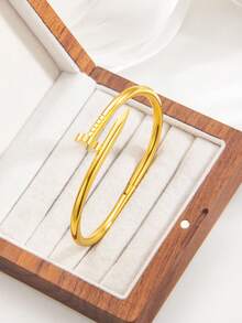 Bộ 3 vòng tay thép không gỉ sang trọng, khảm đá giả - Thiết kế chuỗi liên kết thanh lịch, Khóa có thể điều chỉnh, Bề mặt mạ vàng 18K, Thích hợp để đeo hàng ngày và làm phụ kiện dự tiệc, Trang sức dự tiệc | Vòng tay thanh lịch | Khóa có thể điều chỉnh - Ngôi sao - Xem 7