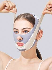 1pc V-Shaped Face Bandage Fashion Sleep Mask Facial Elastic Mask [Random Pattern]