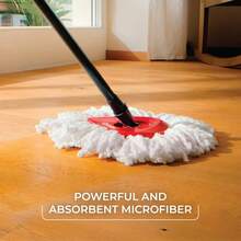 Fregona de microfibra con escurridor EasyWring, sistema de limpieza de suelos con cubo, rojo, gris, estándar - Trapeador giratorio Easywring y cubo + 1 repuesto adicional - Ver 7