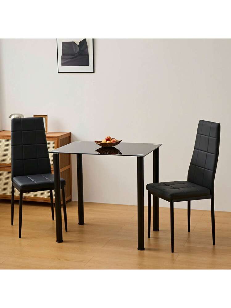 PUレザーダイニングチェア ハイバック ボックスステッチデザイン