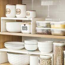 Stretchable And Adjustable Multifunctional Storage Rack With Flexible Length, Suitable For Different Spaces. - 白色 - 查看 4