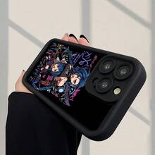 Featuring A Stylish And Elegant Cartoon Girl Design, This Thick, Protective Soft Case Offers Full Coverage For A Variety Of Apple Models, Including The 11/12/13/14/15/16/17 Pro, Pro Max, And SE Series. - 黑色 - 查看 4