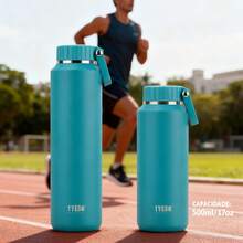 TYESO 500ML/17OZ 1 Piece Stainless Steel Insulated Bottle, Features Handle, Keeps Temperature For 10 To 24 Hours, Double-Walled Stainless Steel Construction For Leak Proof And A Distinctive Design. Ideal For Sports, Fitness, Travel, Commuting And School Use. Makes An Excellent Gift. - Ngẫu nhiên - Xem 9
