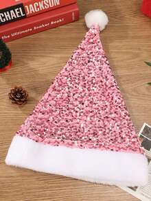 1顶加厚亮片圣诞帽，红色长款亮片圣诞帽，节日气氛帽，贝雷帽，圣诞老人和圣诞奶奶节日头饰，适合圣诞派对、游行、办公室活动和家庭聚会。 - 彩色 - 查看 11