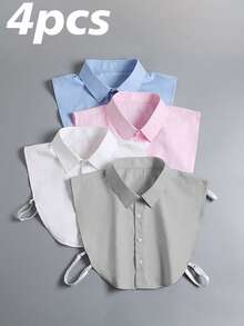 4 Pieces/1 Piece Unisex Solid Color Professional Versatile Pointed Collar Fake Collar Shirt Collar Suit Inner Collar Detachable Collar Fake Collar,The Fabric Is Made Of Soft Polyester Material. It Is Recommended That You Place It In A Ventilated Area For 1-3 Days To Dissipate The Odor Of The Material, Or Clean And Dry It Before Wearing It For A More Comfortable Fit. For Dress For Christmas Decor