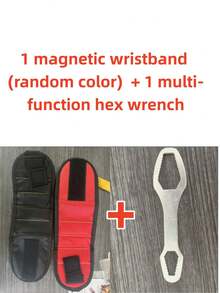 2-częściowa magnetyczna opaska na nadgarstek do śrub, 9 silnych magnesów, 3 rzędy nylonowej magnetycznej opaski na nadgarstek, magnetyczny uchwyt na narzędzia do wkręcania śrub, wiertła, czerwony, 3 rzędy, 5 rzędów, magnetyczna opaska na nadgarstek, zestaw narzędzi, akcesoria dla elektryków, magnetyczny chwytak do absorbowania śrub, magnetyczna opaska na nadgarstek (kolor, styl losowy)