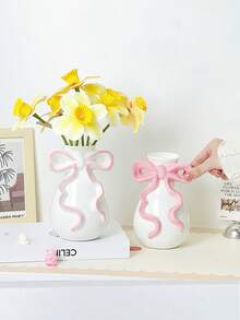 Creative Bow Vase Home Decor Ornament For Living Room Entrance Flower Vessel Office Desk Floral Decoration Vase Ornaments - Multicolor - View 2